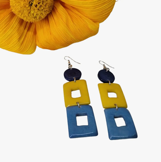 Tagua Nut Color Block Earrings